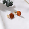 2020 New Simple Vintage Gold Metal Round Circle Wooden Button Drop Earrings For Women Girl Bijoux Fashion Jewelry Wholesale