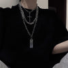 AOMU 2021 Multilayer Hip Hop Long Chain Necklace For Women Men Jewelry Gifts Key Cross Pendant Necklace Accessories