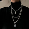 AOMU 2021 Multilayer Hip Hop Long Chain Necklace For Women Men Jewelry Gifts Key Cross Pendant Necklace Accessories