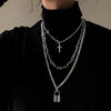 AOMU 2021 Multilayer Hip Hop Long Chain Necklace For Women Men Jewelry Gifts Key Cross Pendant Necklace Accessories