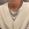 AOMU 2021 Hip Hop Punk Metal Multilayer Chain Choker for Women Men Jewelry Gold Silver Color Simple Necklace