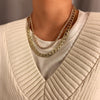 AOMU 2021 Hip Hop Punk Metal Multilayer Chain Choker for Women Men Jewelry Gold Silver Color Simple Necklace
