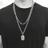 AOMU 3PCS/SET Hip Hop Long Chain Necklace Metal Pendant for Women Men Jewelry Gifts Punk Key Cross Necklace Accessories