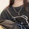 AOMU 3PCS/SET Hip Hop Long Chain Necklace Metal Pendant for Women Men Jewelry Gifts Punk Key Cross Necklace Accessories