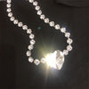 AOMU  Hyperbole Rhinestone Big Love Pendant Metal Silver Color Clavicle Chain Adjustable Choker Necklace for Women