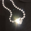 AOMU  Hyperbole Rhinestone Big Love Pendant Metal Silver Color Clavicle Chain Adjustable Choker Necklace for Women