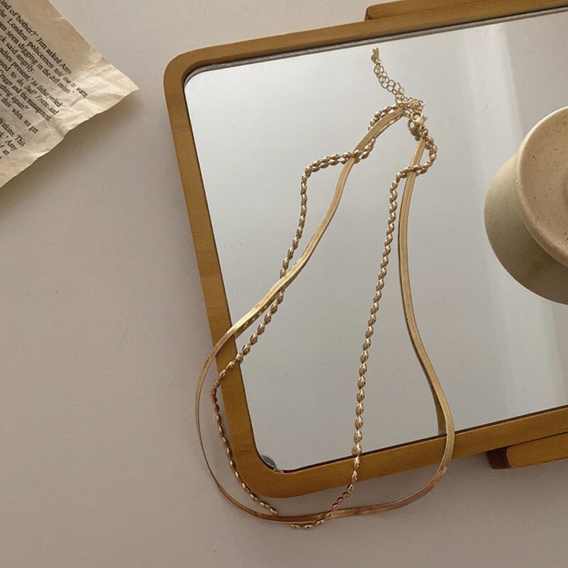 AOMU French Elegant Small Beads Gold Silver Color Metal Necklace Chains for Women Jewelry Making Accessories