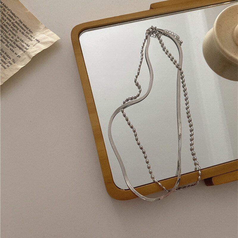 AOMU French Elegant Small Beads Gold Silver Color Metal Necklace Chains for Women Jewelry Making Accessories