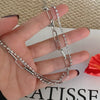 AOMU French Retro Silver Color Double Layer Metal Chain  Clavicle Chain Zircon Necklace for Female Sweater Chain Jewelry