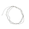AOMU French Retro Silver Color Double Layer Metal Chain  Clavicle Chain Zircon Necklace for Female Sweater Chain Jewelry