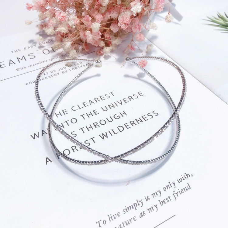 Korean Sexy Rhinestone Crystal Choker Necklace for Women Girl Cross Fine neck chain Gold Sliver Crystal Choker Fashion