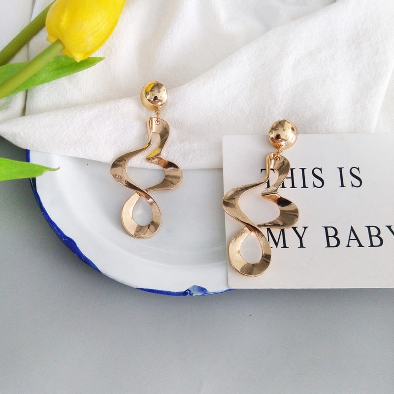 Vintage Exaggerated Metal Geometric Big Circle Dangle Earrings Gold Silver Fringed Long Earring For Women Party Jewelry