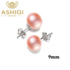 100% Natural Pearl Earrings, Real 925 Sterling Silver Stud earring 7-11mm Pearl jewelry supplier For women