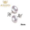 100% Natural Pearl Earrings, Real 925 Sterling Silver Stud earring 7-11mm Pearl jewelry supplier For women