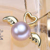 925 Sterling Silver Angel wings Pendant Necklaces Natural Pearls