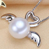 925 Sterling Silver Angel wings Pendant Necklaces Natural Pearls