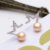 925 Sterling Silver Frewshwater Pearl Star Earrings White 7-8mm Natural Pearl Jewelry for women AAA Zircon
