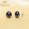925 Sterling Silver stud earrings , Black Natural Pearl Earing For Women Jewelry New Fashion
