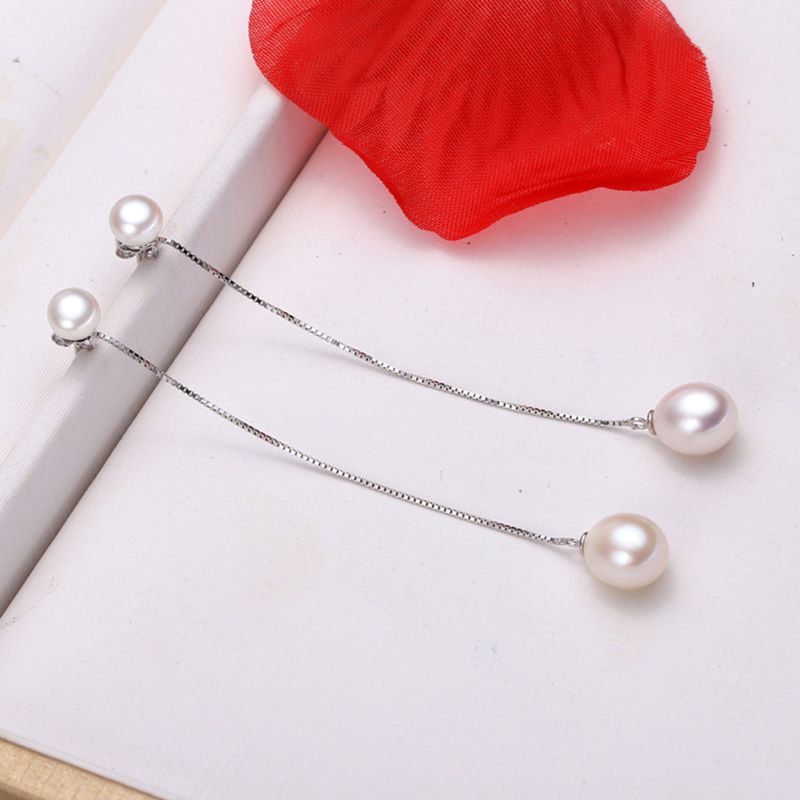 925 sterling silver drop Earrings Natural double Pearl Earrings Fine jewelry for Women gift