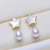 Authentic 925 sterling silver Natural Shell star earring Pearl Earrings Women Gift Drop shipping
