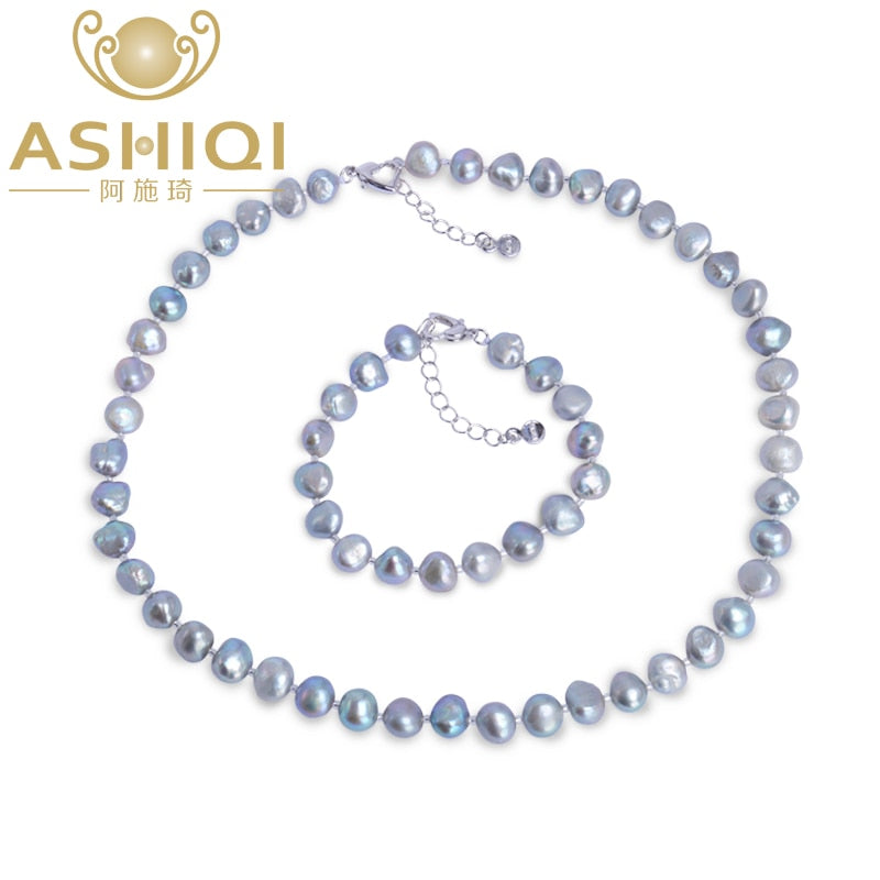 Gary Baroque Natural pearl Jewelry Sets Real Black pearl Necklace Bracelet for women New Arrival