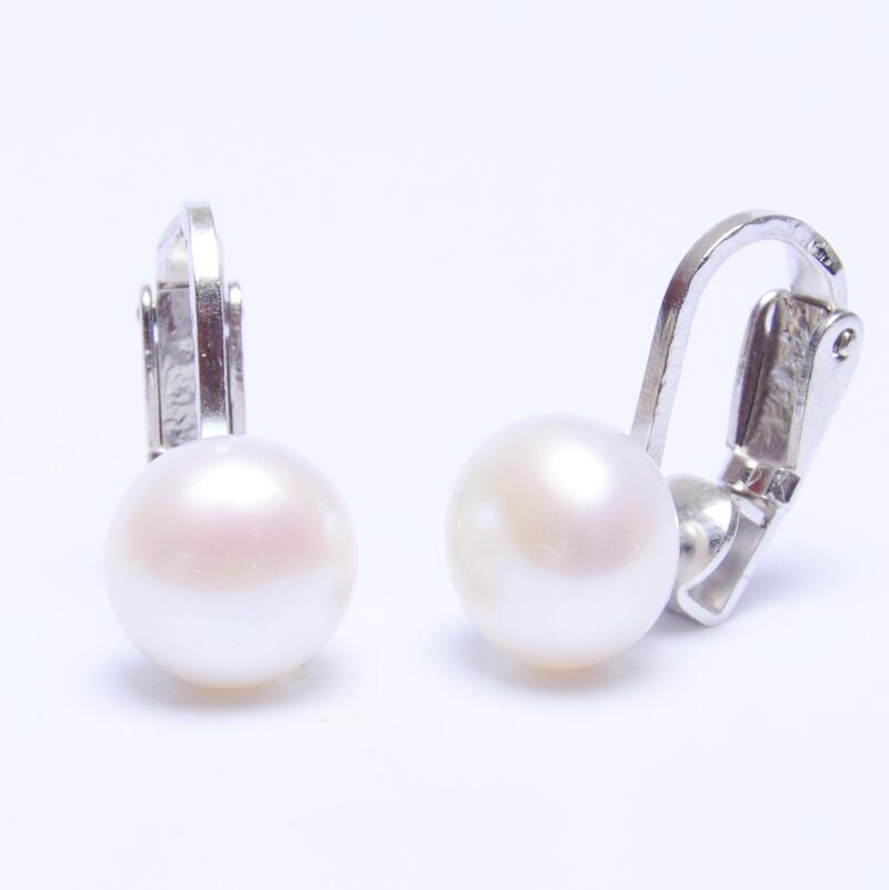 Real 925 sterling silver ear clip on earrings 8.5-9 mm natural freshwater pearl jewelry for women