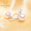 Real 925 sterling silver ear clip on earrings for women, 8.5-9 mm natural pearl wedding jewelry