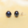 Real Black Pearl Stud Earrings, 925 sterling silver earrings For Women gift Jewelry