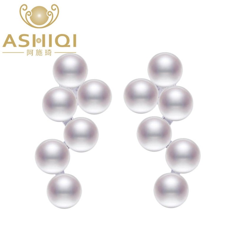 Real Natural Pearl Stud Earrings for women ,White Pink Purple 925 Sterling Silver Jewelry
