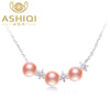 Real Natural pearl necklace women 925 sterling silver stars pendant necklace jewelry