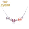 Real Natural pearl necklace women 925 sterling silver stars pendant necklace jewelry