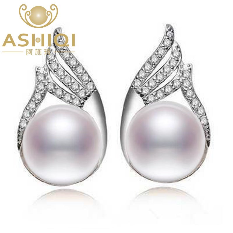 S925 Sterling Silver stud earrings 10-11mm Natural Pearl Earring pearl Jewelry For Women New Fashion