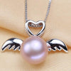 S925 sterling silver necklace pendant Natural Pearl pearl angel Jewelry for Girls