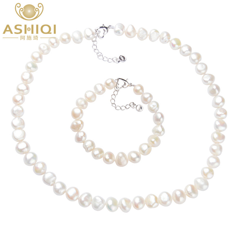 White Natural pearl Jewelry Sets Real pearl Necklace Bracelet for women New Arrival