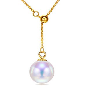 AU750 18k Gold necklace Trendy Multifunctional Natural round pearl pendant fine jewelry for women girls Mum lover birthd gift