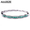 Genuine 2.3cttw Natural Emerald Bangle Real Diamond 18K White Gold Bangles For Women Classic Gemstone Fine Jewelry