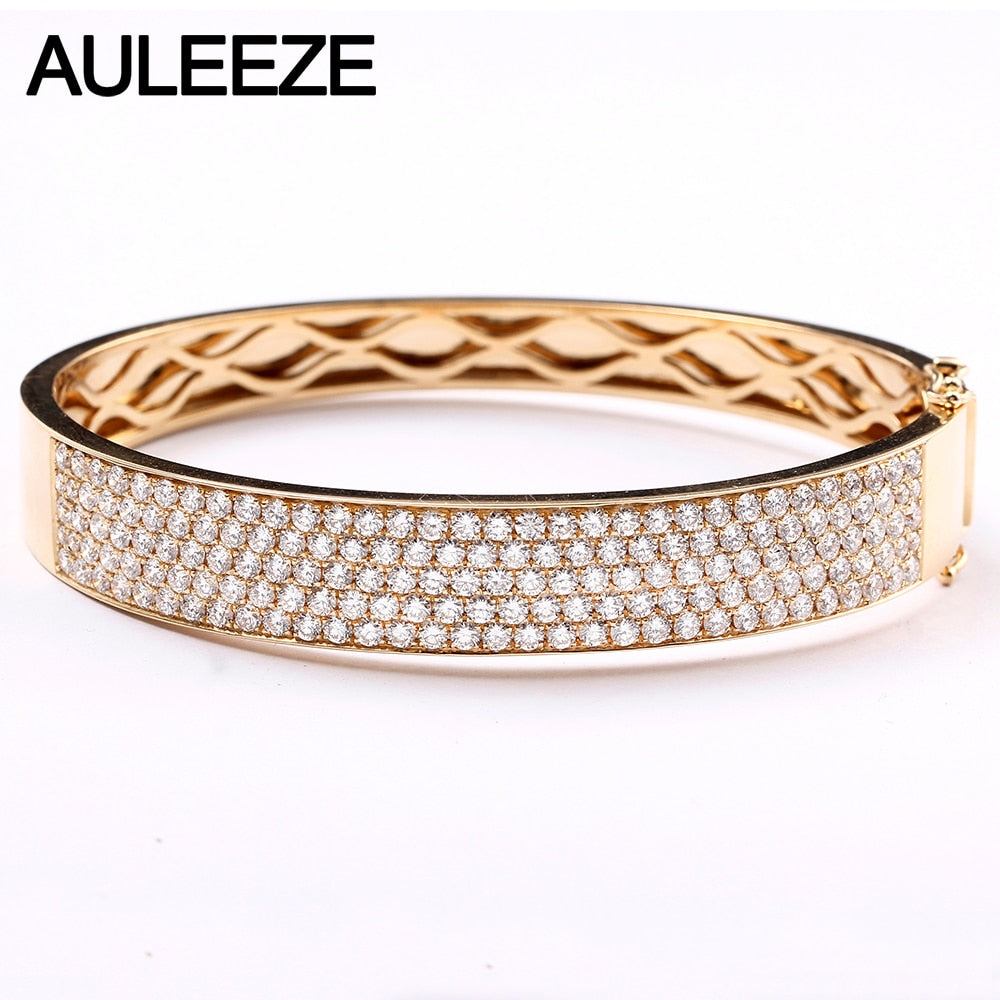 Luxury 4.45CTTW Certified Diamond Wedding Bangles 18K Rose Gold Pave Setting Real Diamond Bangles For Women