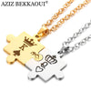 AZIZ BEKKAOUI Letters K & Q Couple Necklaces with Crown Stainless Steel Tag Pendant Necklace King & Queen