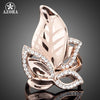 Gold Color Stellux Gorgeous Austrian Crystal Gold Leaves Design Ring TR0007