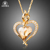 Long Link Chain Heart Austrian Crystal Gold Color Heart Pendant Necklace for Valentine's D Gift of Love TN0204