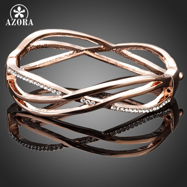 Rose Gold Color Stellux Austrian Crystal Paved Bangle Bracelet TB0063