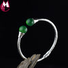 Aaa Green Jade 100% Real 925 Sterling Silver Bracelet For Women Jewelry Simple Spiral Garnet Black Pearls Bangle Sb45