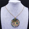 Abalone Stainless Steel Chain Necklace Gold Color Big Round Tree of Life Chokers Necklaces Jewelry collier chaine NXS04