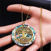 Abalone Stainless Steel Chain Necklace Gold Color Big Round Tree of Life Chokers Necklaces Jewelry collier chaine NXS04