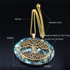 Abalone Stainless Steel Chain Necklace Gold Color Big Round Tree of Life Chokers Necklaces Jewelry collier chaine NXS04