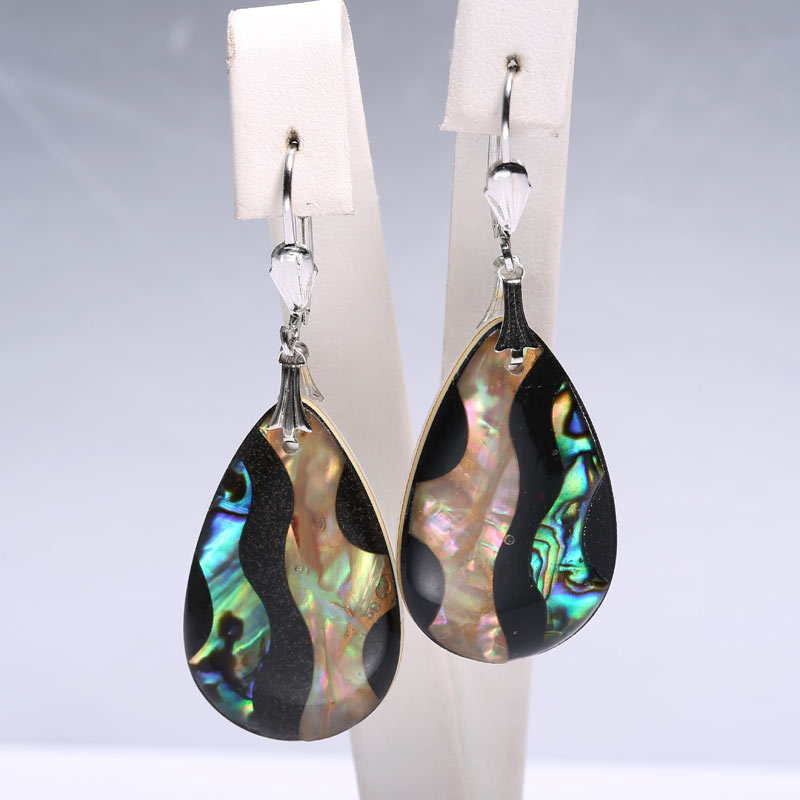 Abalone shellfish Earrings 3.3cm X 2cm Big Long Earrings Leaf Earrings Holid Jewelry Party Jewelry