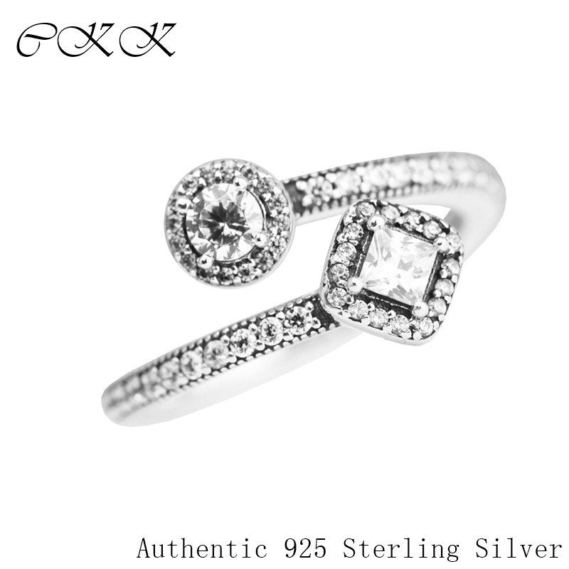 Abstract Elegance Ring With 925 Sterling Silver Clear CZ for Women DIY Fine Jewelry SR113