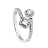Abstract Elegance Rings with Clear CZ 100% 925 Authentic Sterling Silver Fine Jewelry