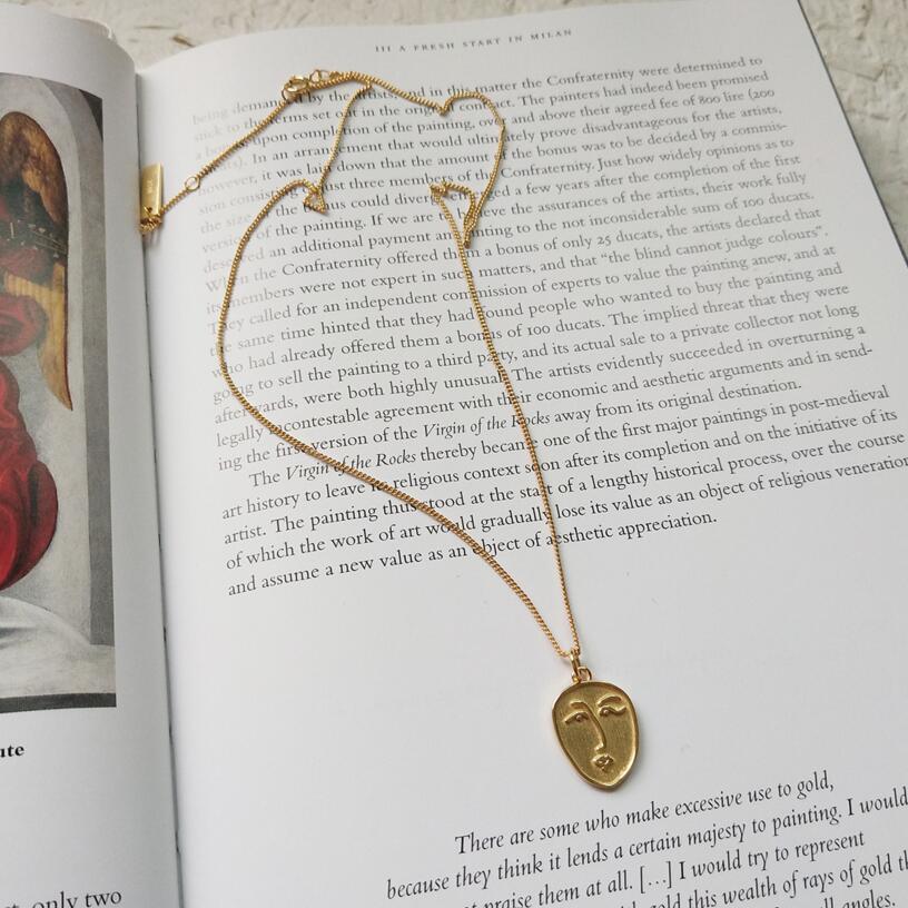 Abstract Face 925 Sterling Silver Pendants Necklaces Portrait Gold Color Wild Face Necklace For Women Jewelry For Charms 2020