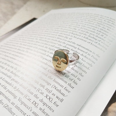 Abstract art person face 925 sterling silver rings designer works simple element design fashion rings for women charms jewelry